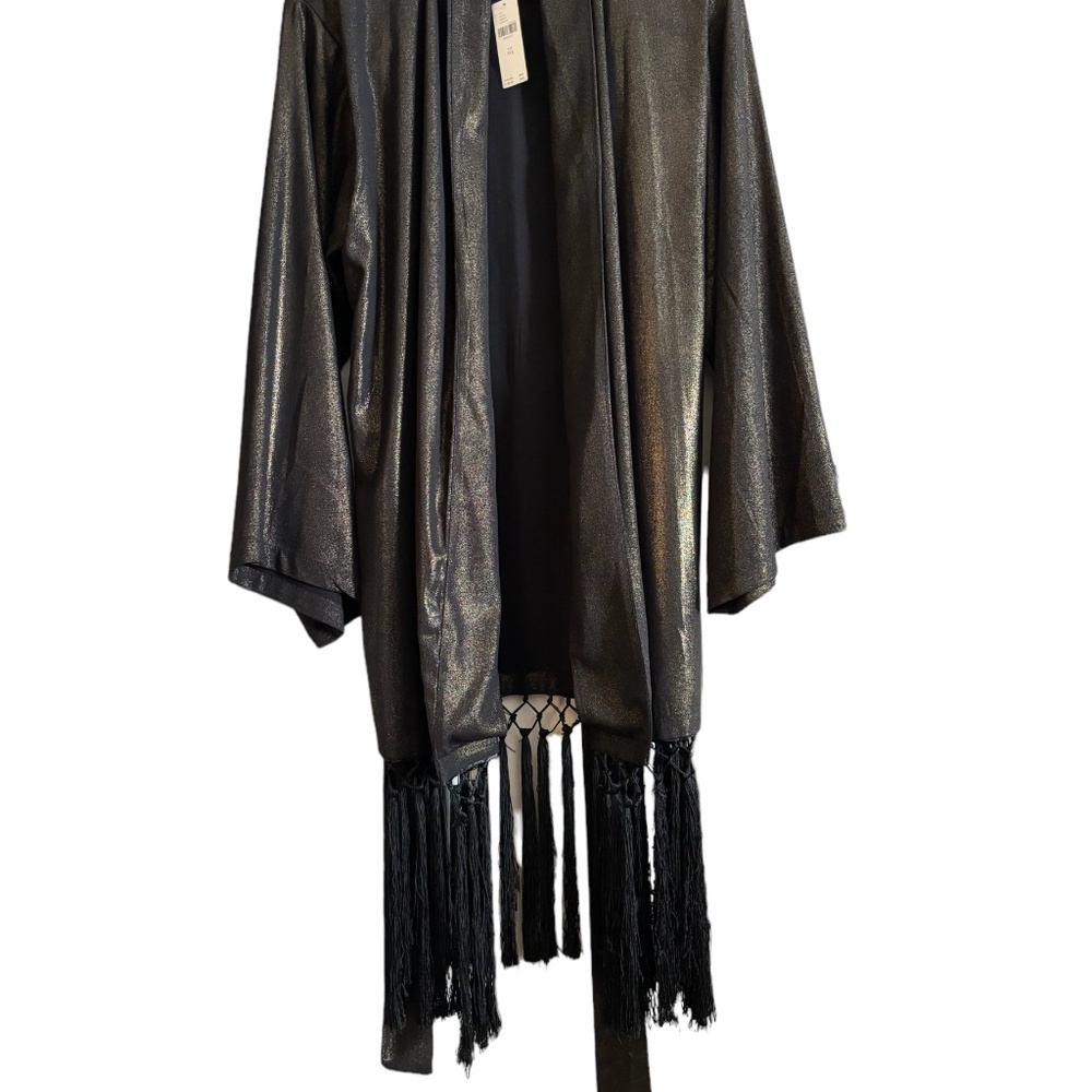 Anthropologie "In Our Nature" Black with gold thread kimono, One Size. Brand New - Picture 3 of 5